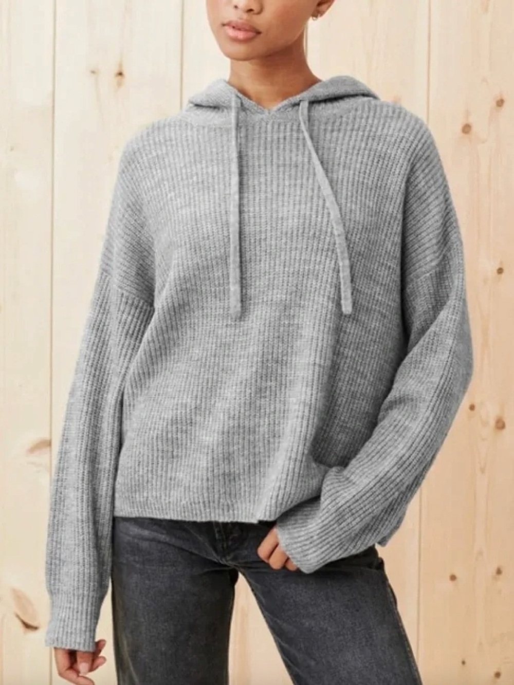 Jenni Kayne Alpaca Fisherman Hoodie Grey